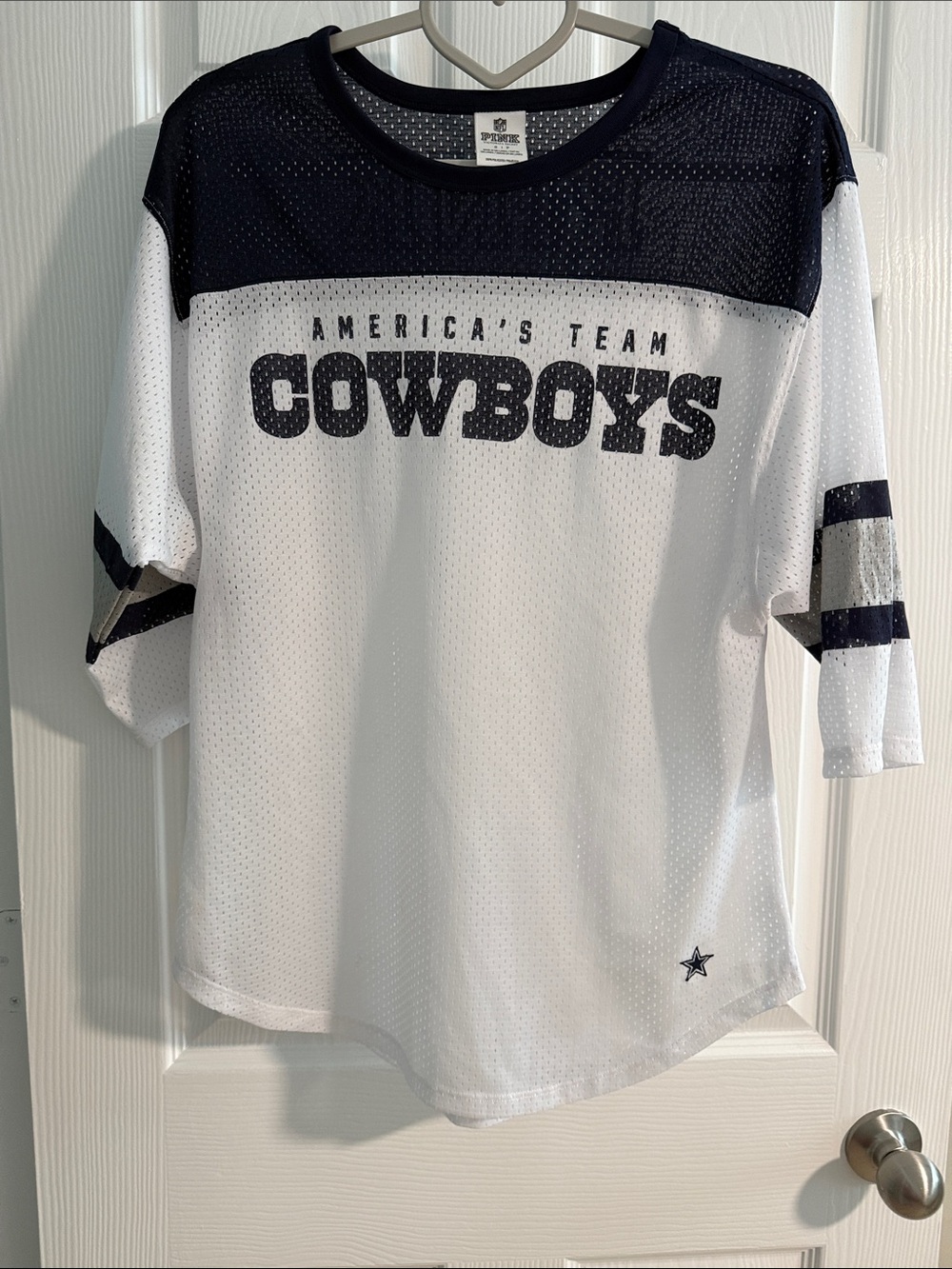 Victoria's Secret PINK Navy and White Mesh Dallas Cowboys Football Tee